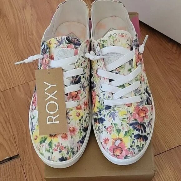 Roxy Sneakers Floral Canvas Shoes 7.5 Libbie Casual NWT NIB - Picture 7 of 8